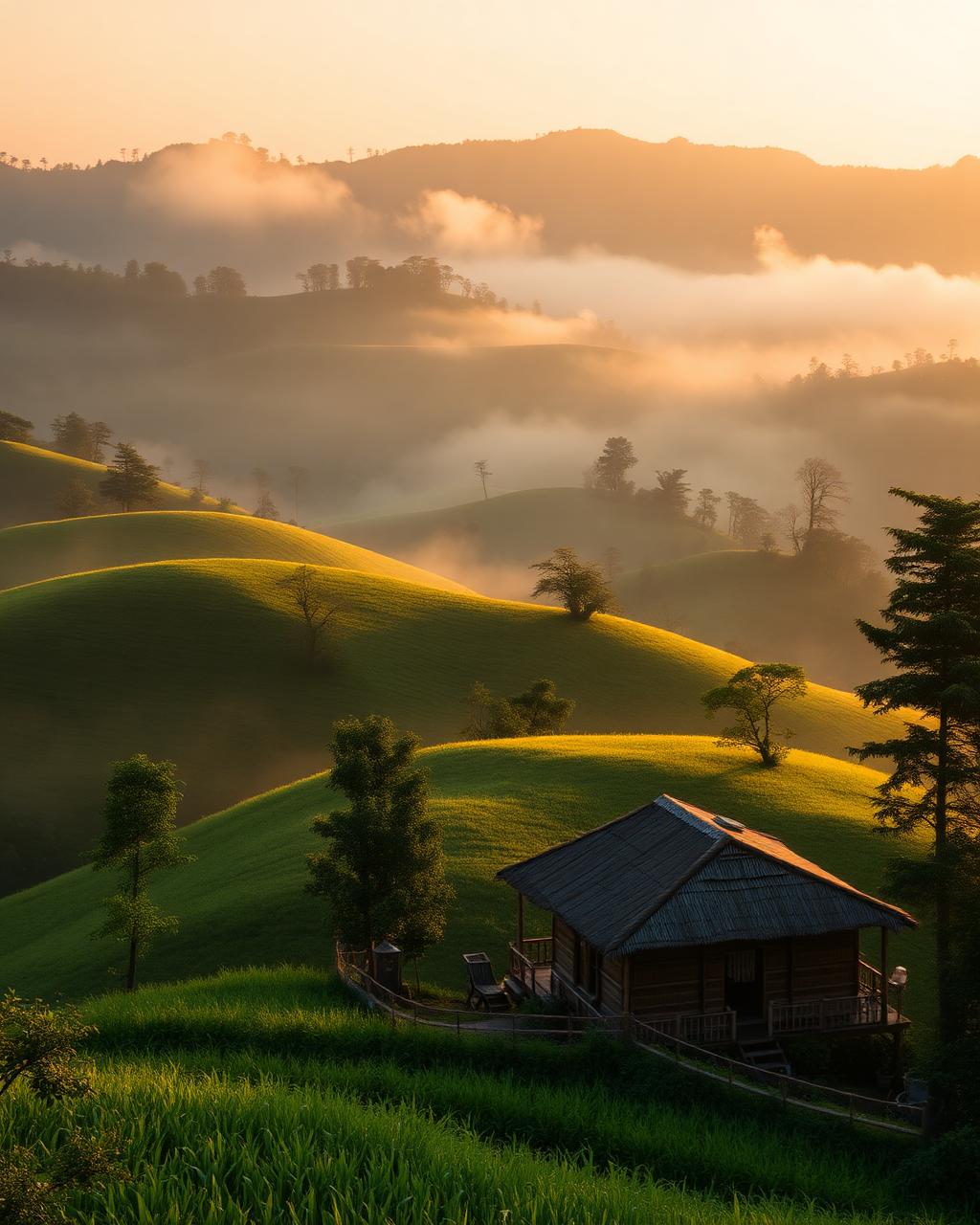 Meghalaya hills at sunrise